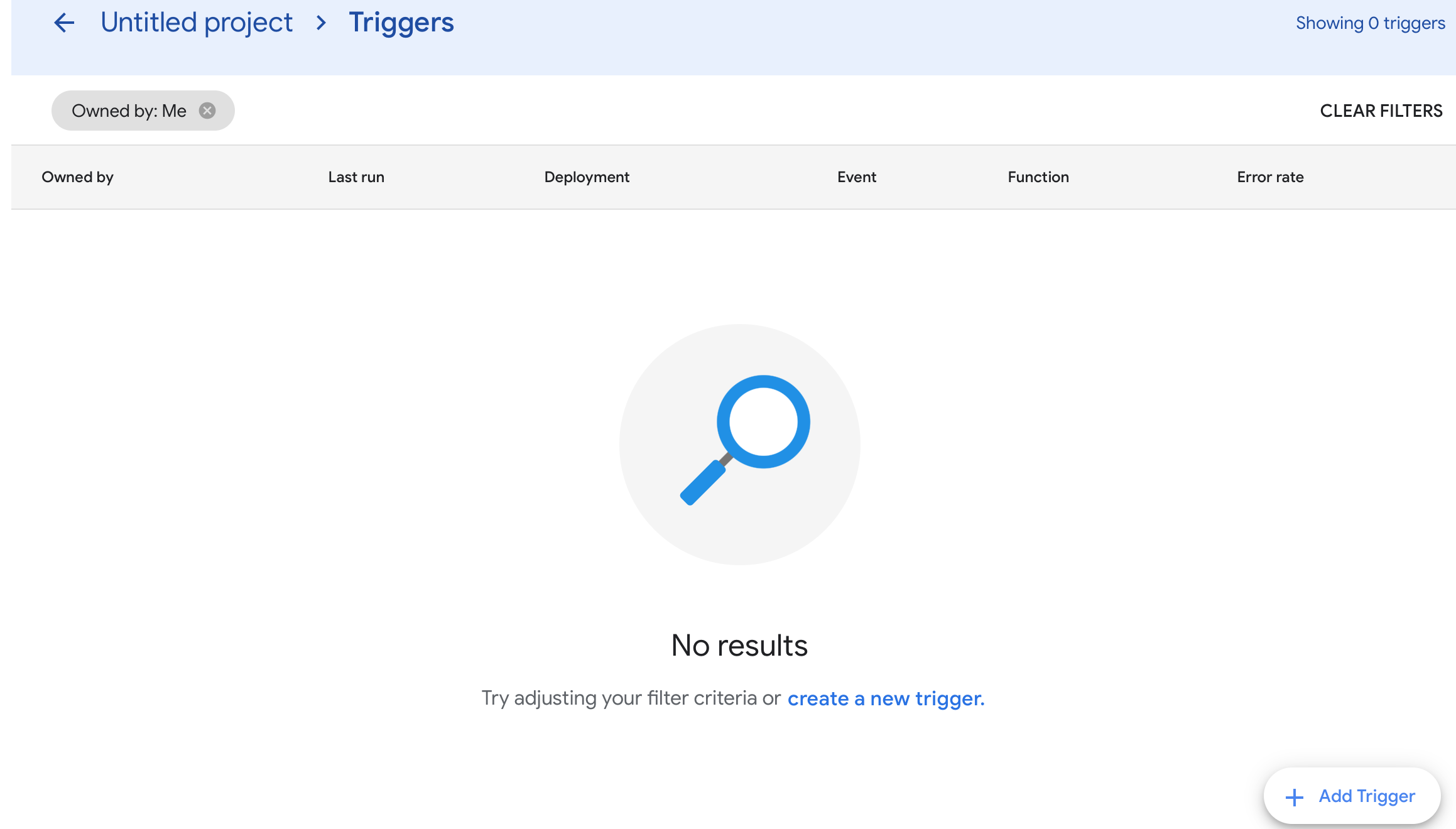 Screenshot showing the Add Trigger button.